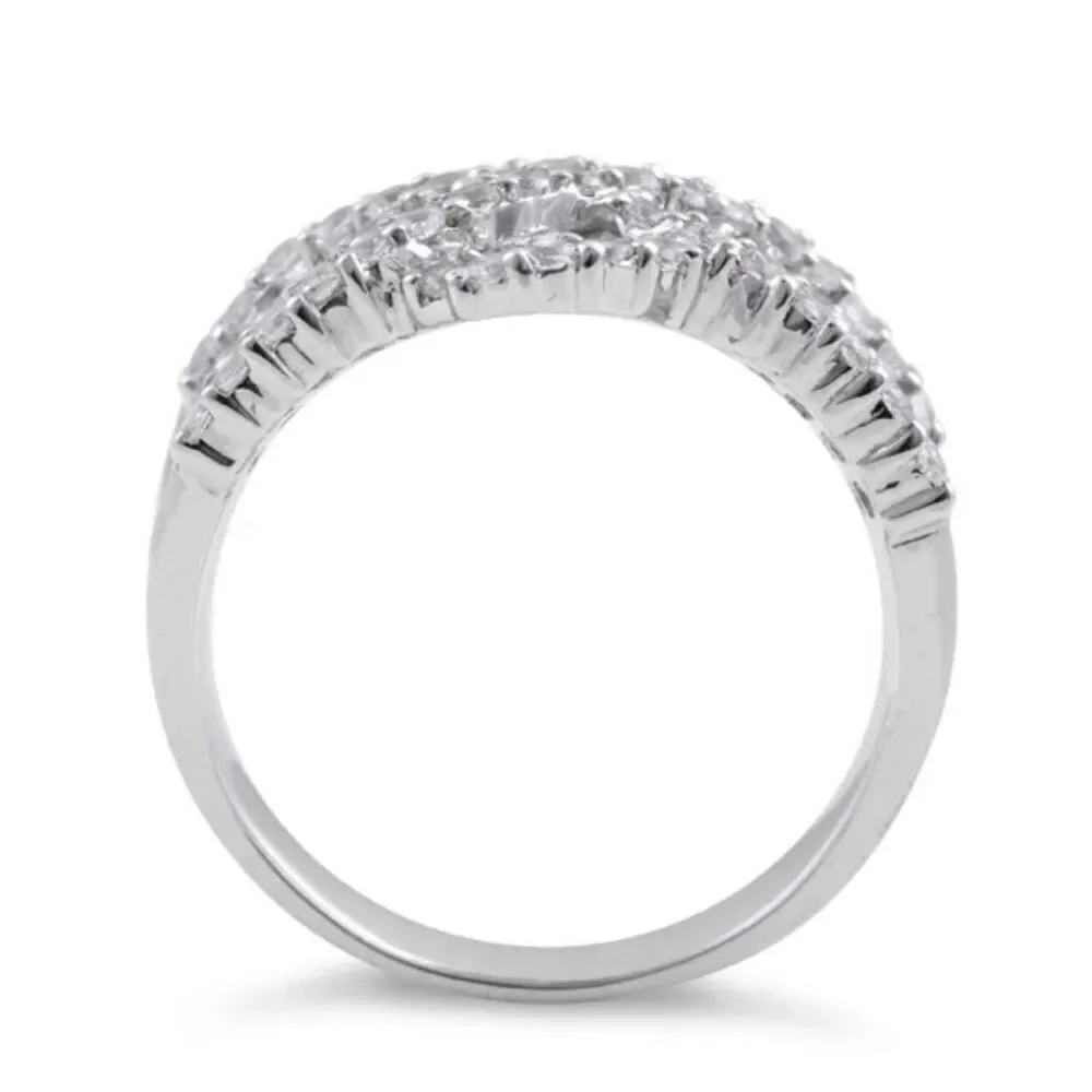 Sterling Silver Elegant Wave Pattern Clear CZ Ring New